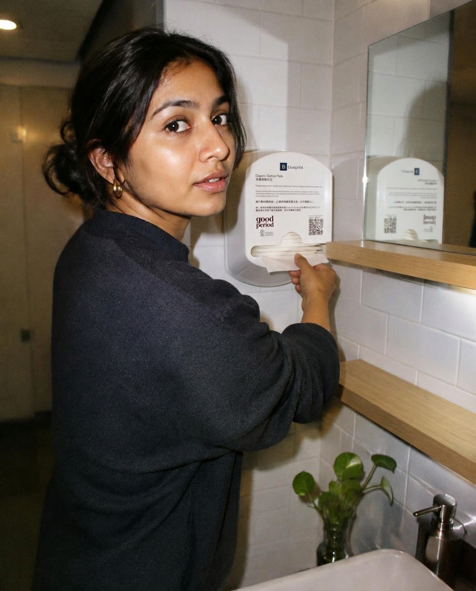 Stocking reusable period care products in a workplace washroom